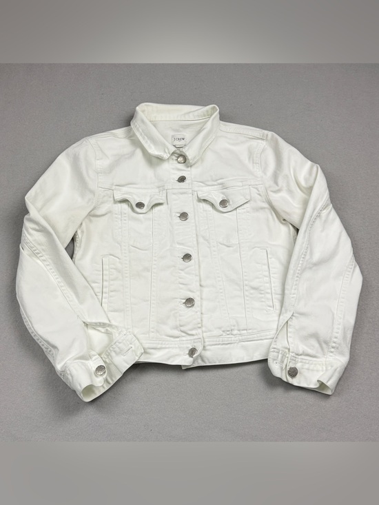 J. Crew Jackets & Blazers - J. Crew White Denim Jacket with Silver Buttons Sz S